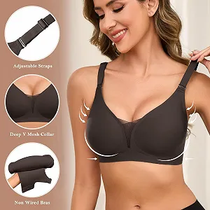 Бюстгальтер Xnova бесшовный без косточек Push Up бралетт сетчатый T-Shirt для сна V-образный вырез минимайзер с мягкими чашками synthetic.ua - Фото 1
