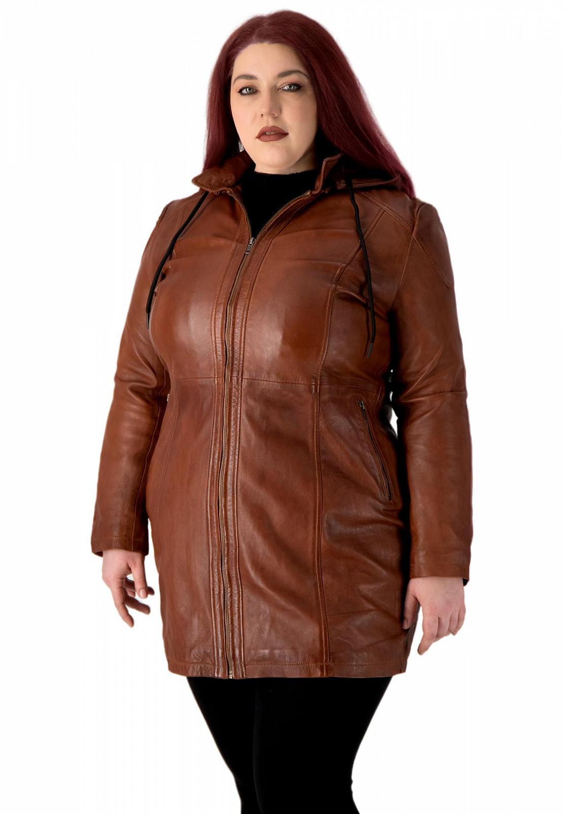 Куртка зі шкіри ягняти жіноча великого розміру URBAN 5884 Kate, фото №1