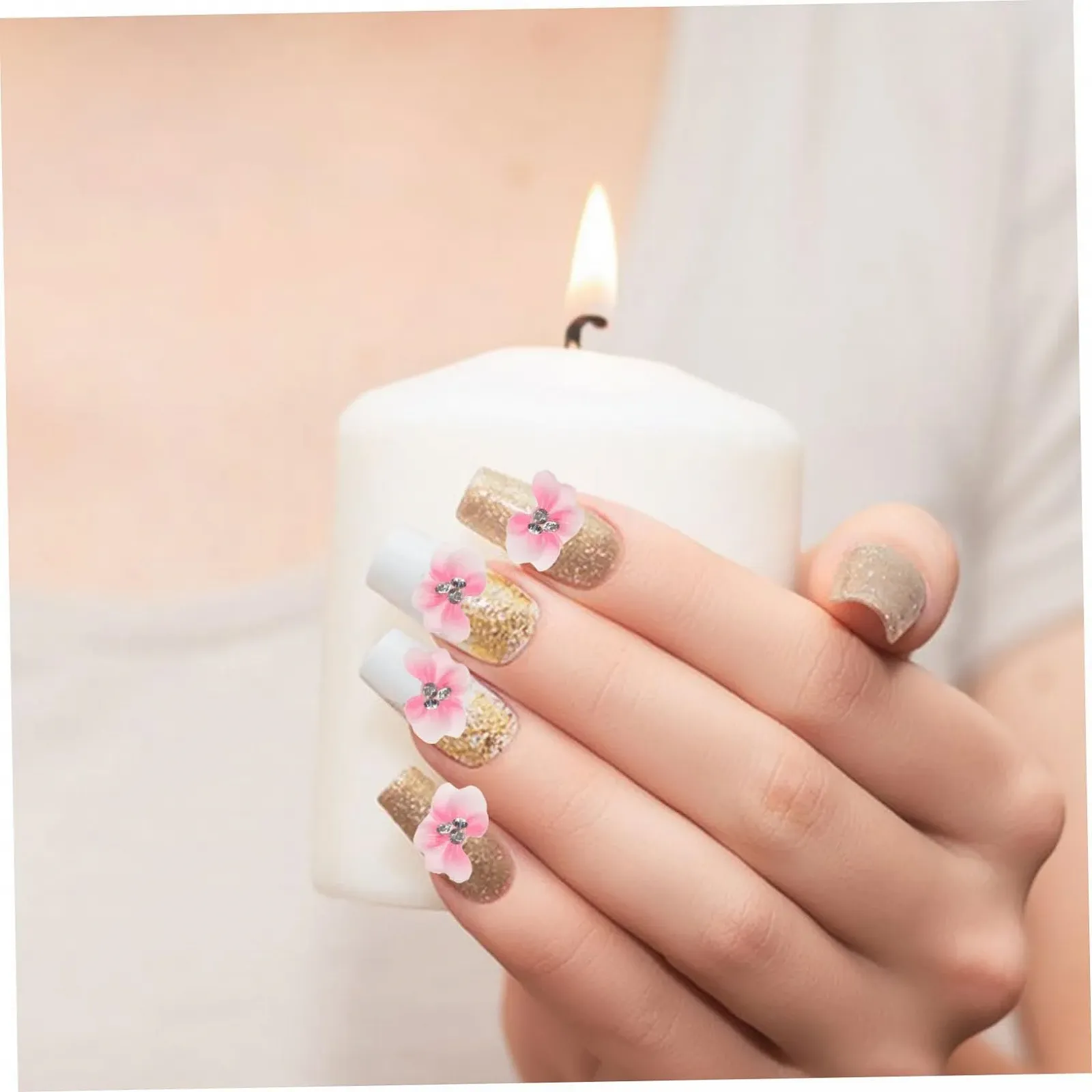 Прикраса для нігтів  PLAFOPE Смола Аксесуари 10 шт Квіткові рожеві, фото №6