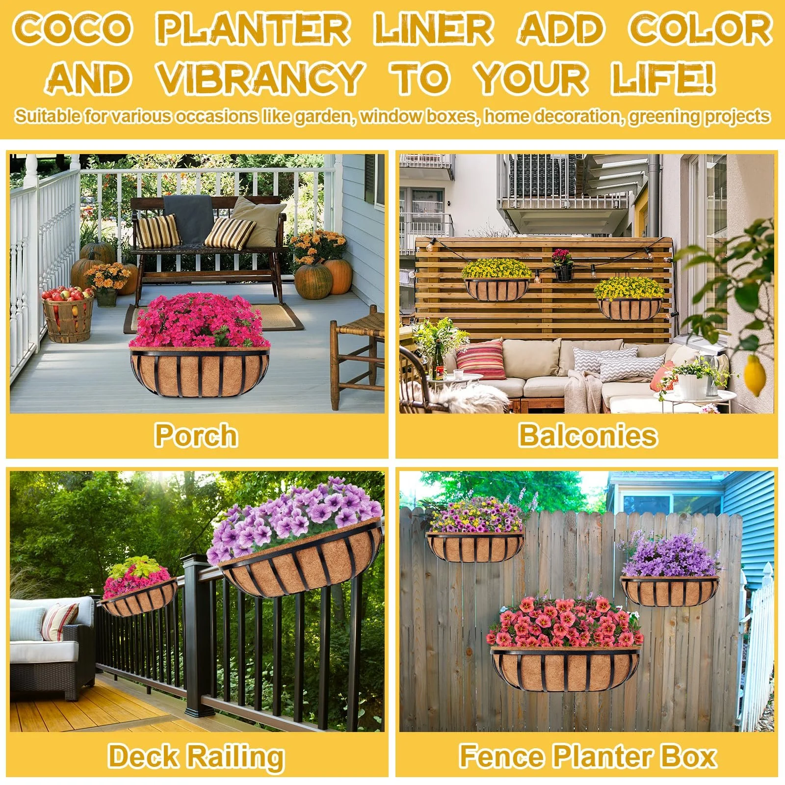 Вкладиші для кашпо Riare з кокосового волокна 24 дюйми, фото №7