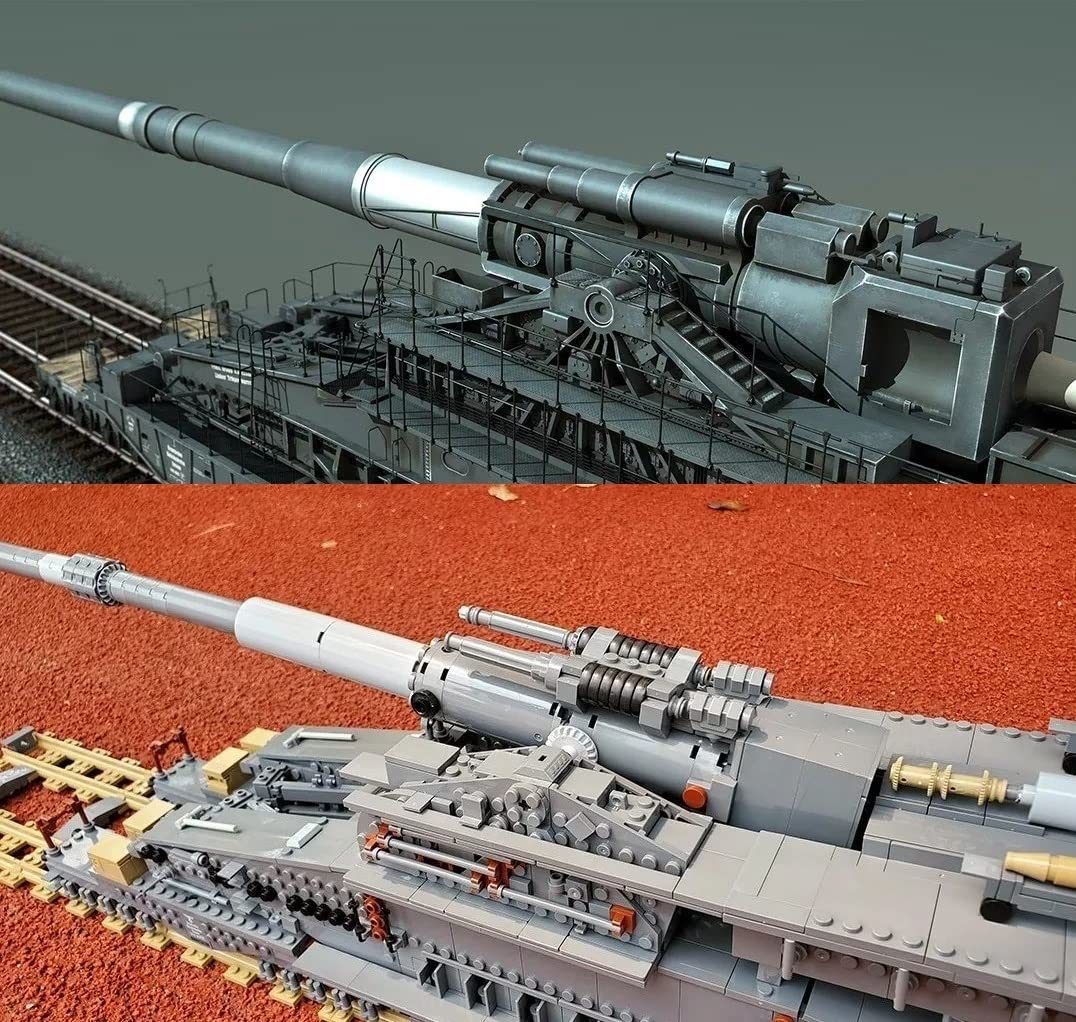 Набор для моделирования Auforua 3-в-1 с 3846 деталями и 8 фигурками WW2 Вагон Пушка Дора Зажимные блоки, фото №5