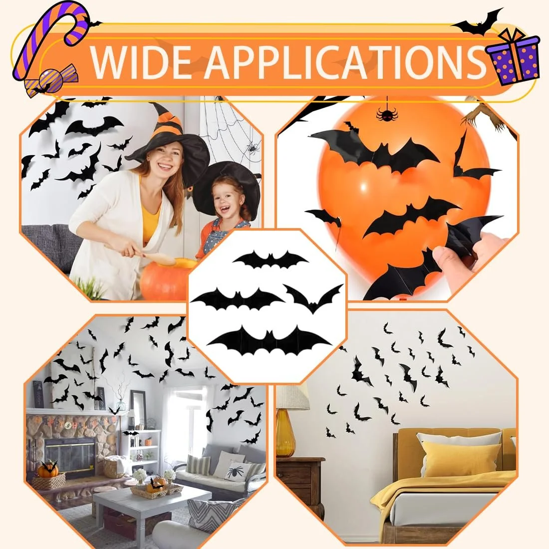 Наклейки на стіну Quesuc Halloween Bat 3D 12 шт. Black, фото №6 Наклейки на стіну Quesuc Halloween Bat 3D 12 шт. Black, фото №6