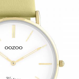 Женские часы Oozoo Vintage Series UOC20306 Аналоговые Кожа Песочный Желтый Зеленый UOC20306, серебристый / белый, Ремешок. synthetic.ua - Фото 1