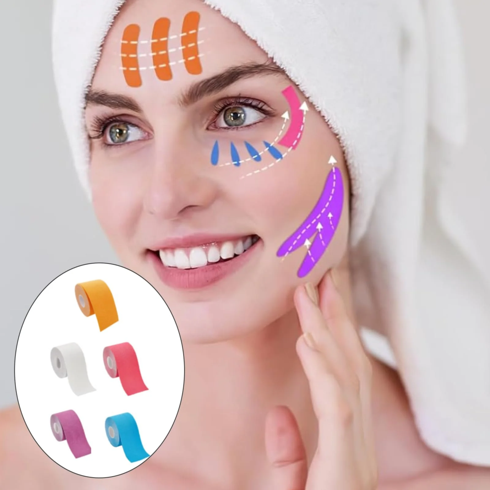 Тейп для обличчя Landrain 2,5 см x 5 м 5 шт. Фіолетовий, Червоний, Помаранчевий, Синій, Білий, фото №6 Тейп для обличчя Landrain 2,5 см x 5 м 5 шт. Фіолетовий, Червоний, Помаранчевий, Синій, Білий, фото №6