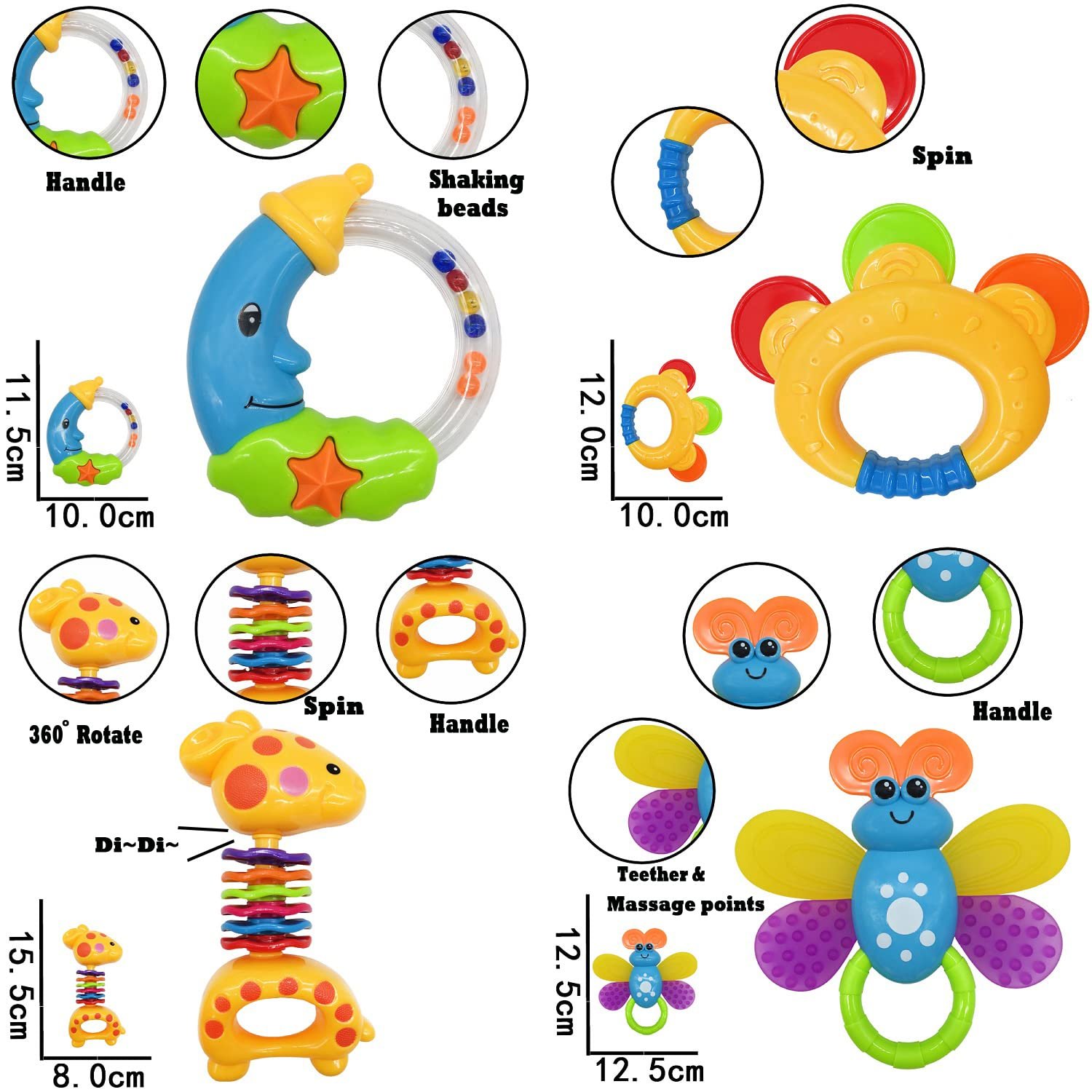 Набор погремушек-прорезывателей AIVIAI для младенцев 11 штук, фото №6 Набор погремушек-прорезывателей AIVIAI для младенцев 11 штук, фото №6