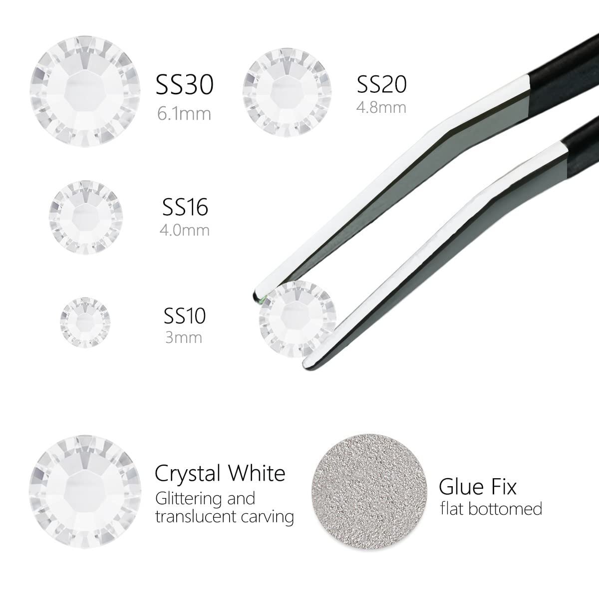 Кристали Білі SS10 2.8мм 2880шт Плоскі K9 Скло Круглі, фото №6