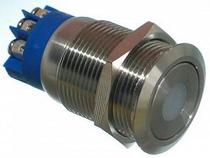 Кнопка антивандальна VJ Parts d22mm стрижка 19mm h36mm 6 контактів під вінт індикація - Фото 1