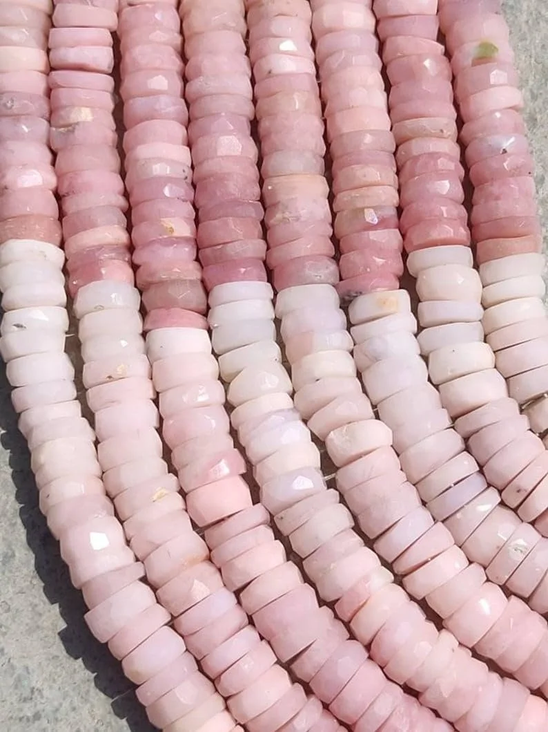 Бусины Опал Розовый Натуральный Roundelle Ограненные 6-6.5 мм, фото №2