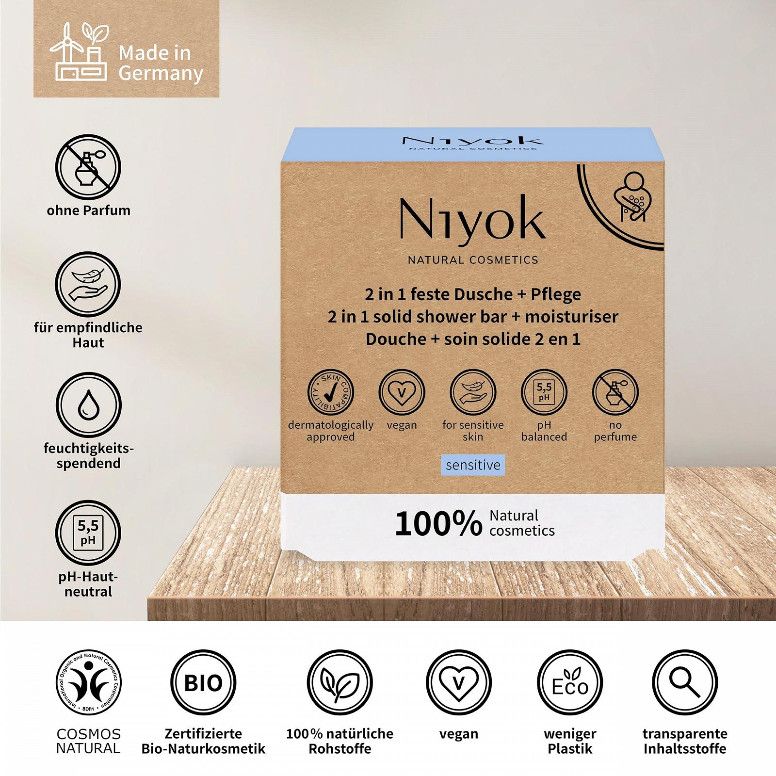 Твердый гель для душа Niyok 2-in-1 Sensitive для чувствительной кожи 80 г, фото №3