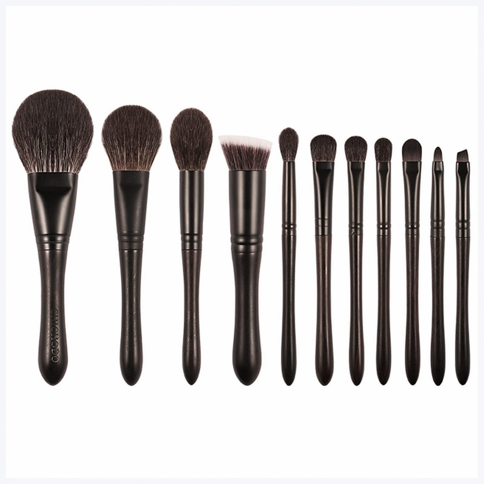 Набір кистей для макіяжу KAYLRE Professional Luxury Black, 11 шт., з волосу лисиці, кози та синтетичного волокна, фото №1