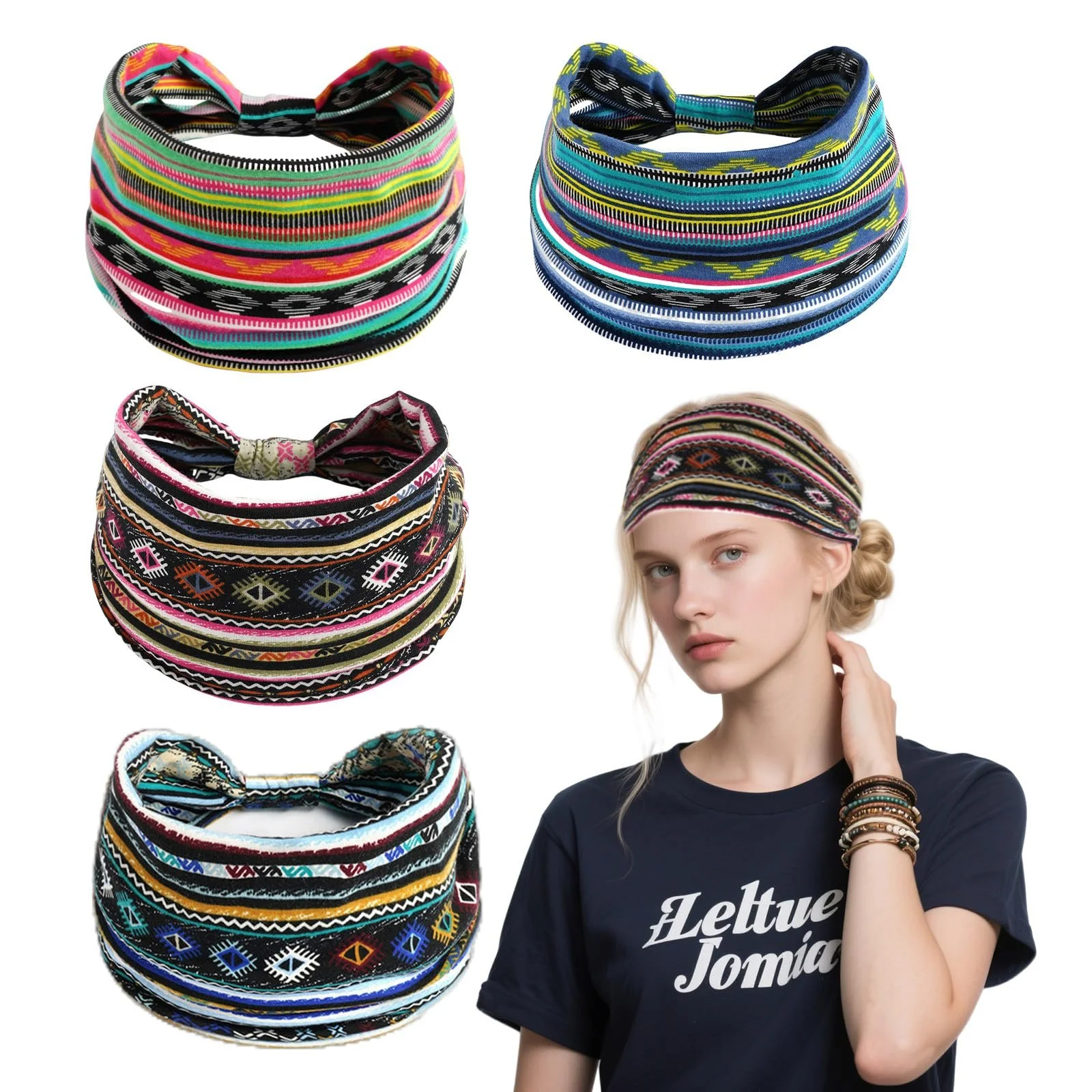 Пов'язка на голову Модна Жіноча Широка М'яка Богемна, фото №1