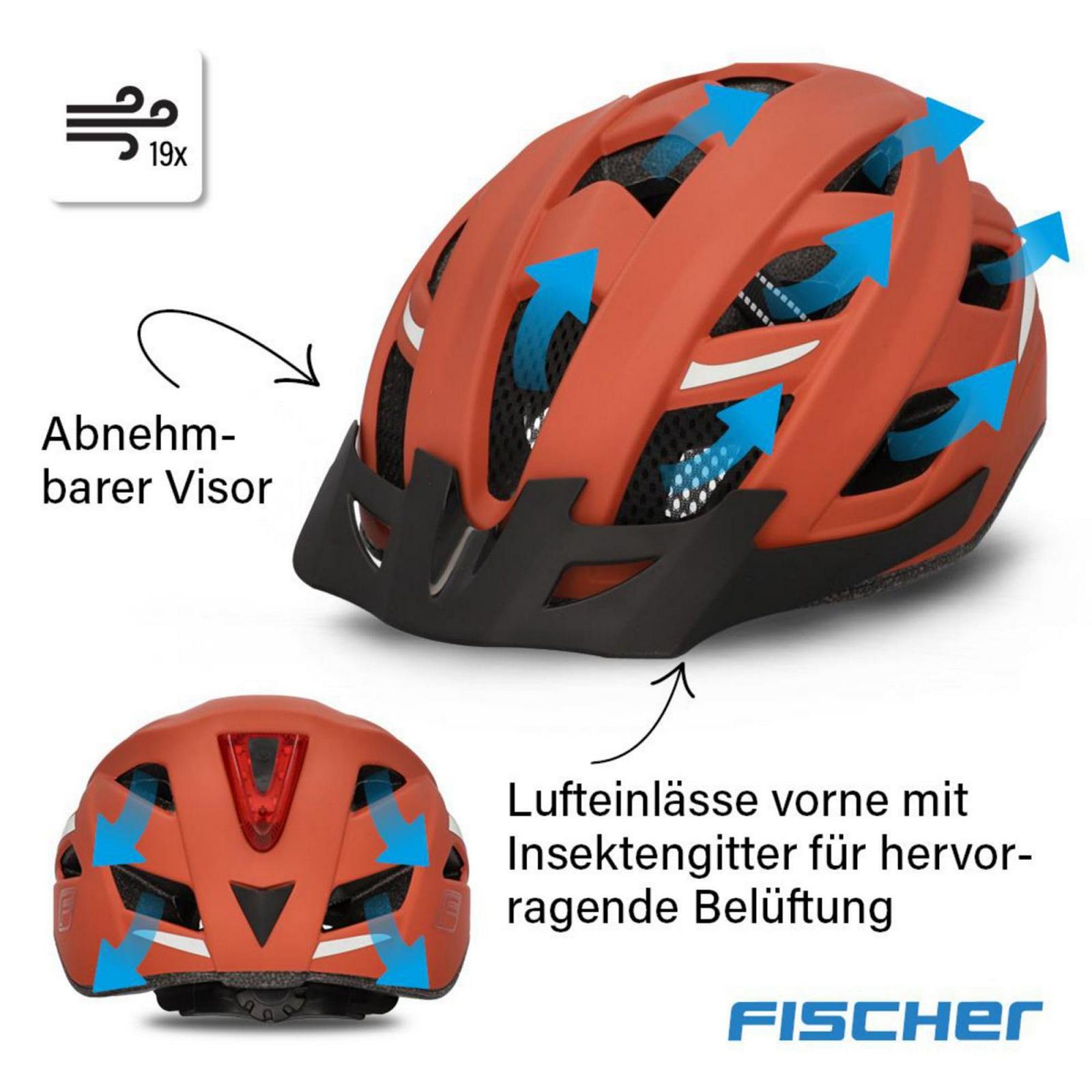 Велосипедный шлем Fischer Urban Plus с LED подсветкой, размер S/M или L/XL, фото №4