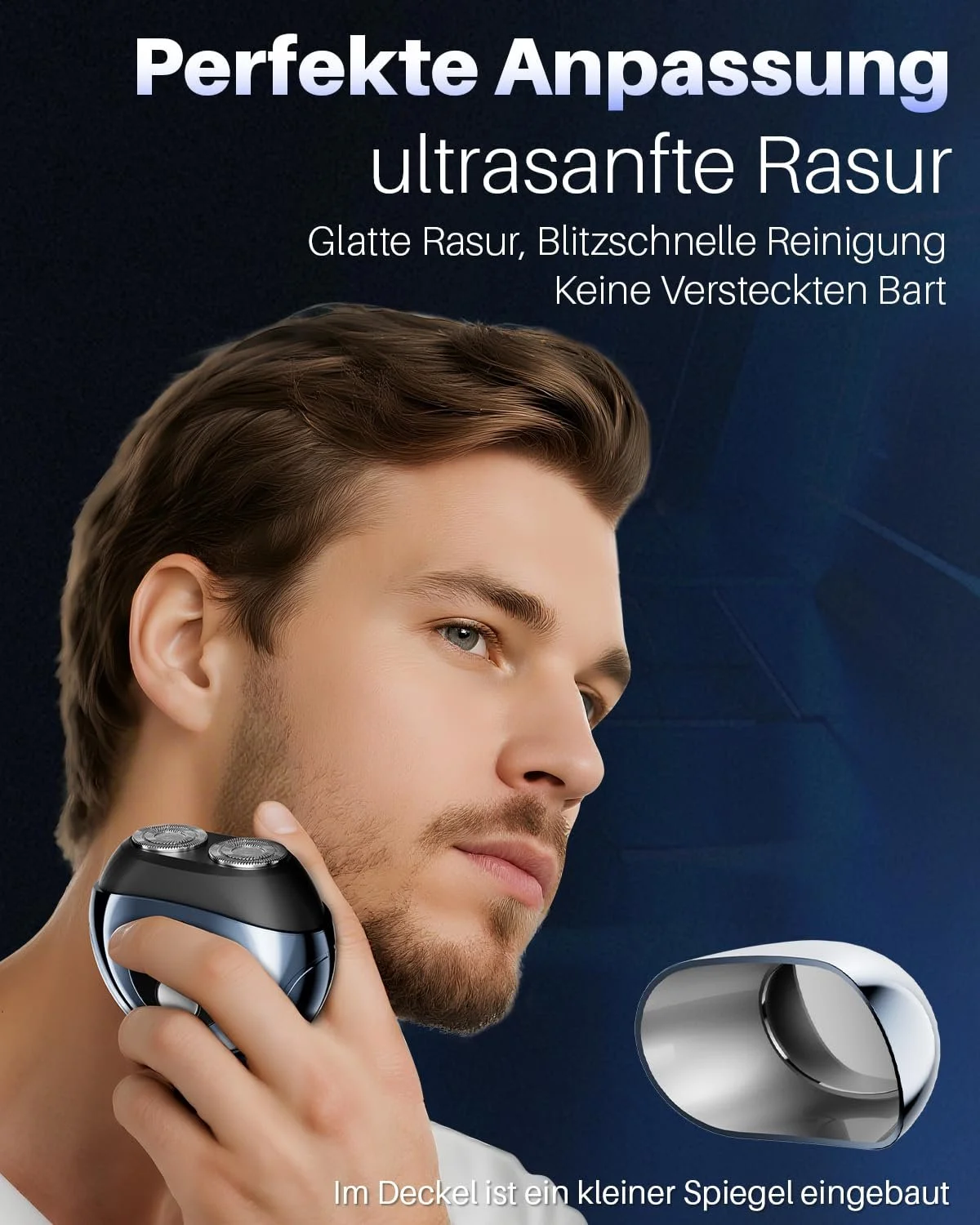 Міні-бритва чоловіча електрична Вологе та сухе гоління Портативна LED-дисплей Функція блокування 7000 об/хв з дзеркалом, фото №6 Міні-бритва чоловіча електрична Вологе та сухе гоління Портативна LED-дисплей Функція блокування 7000 об/хв з дзеркалом, фото №6