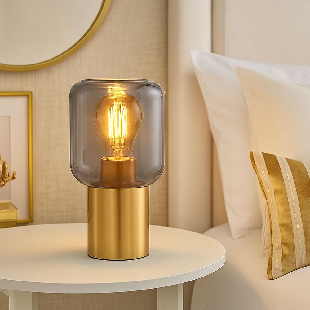 Настольная лампа Латунь Стекло Высота 24 см, фото №5