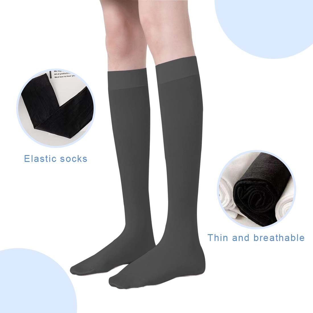 Чулки AYV 2 пары, Поддерживающие чулки, Женские чулки, Компрессионные чулки, Летние компрессионные чулки, черный цвет, фото №3