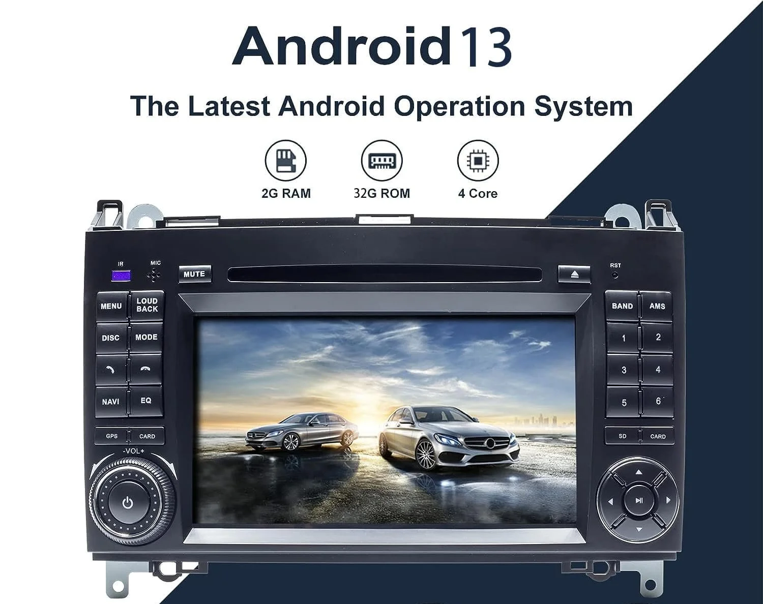 Штатная автомагнитола BOOYES B200-M3DSP для Mercedes-Benz W169 W245 B160 B170 B180 B200 W639 Vito Viano W906 Sprinter VW/7" / Сенсорная / 2/32Гб / Android 13 / Apple CarPlay / Bluetooth / WI-FI / GPS / USB / DAB+, фото №2