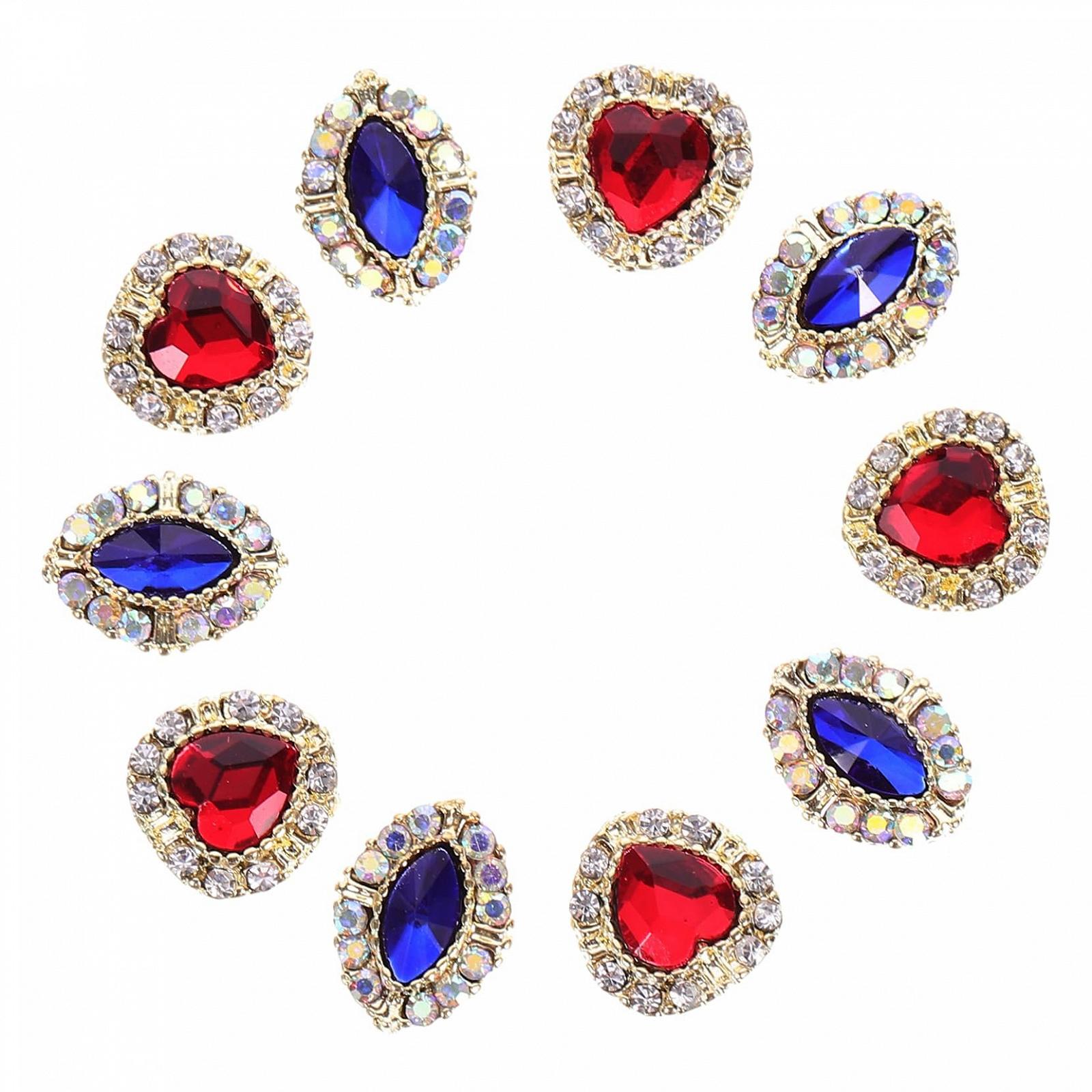 Набор для ногтей, 10 шт., кристаллы для ногтей, украшения для ногтей с камнями, аксессуары для ногтей, подвески для маникюра, аксессуары для женщин, наклейки на ногти в форме сердца, 3D украшения из сплава цинка, фото №1