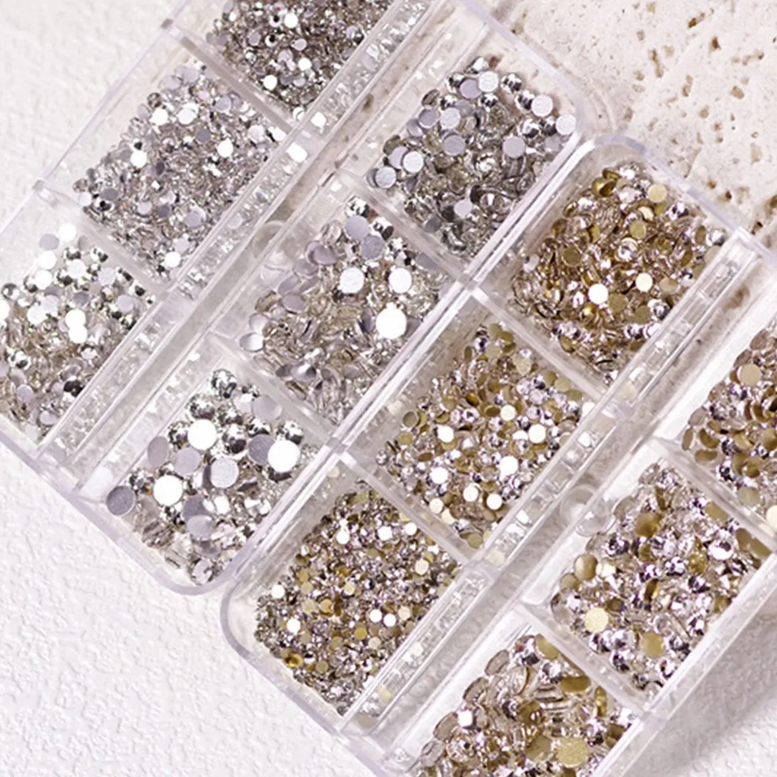 Наклейки для дизайна ногтей для вечеринок, 1688 шт, 6 отделений/коробка, украшения для ногтей, стеклянные декоративные материалы для дизайна ногтей, супер блестящие стразы для личного использования 5, фото №5