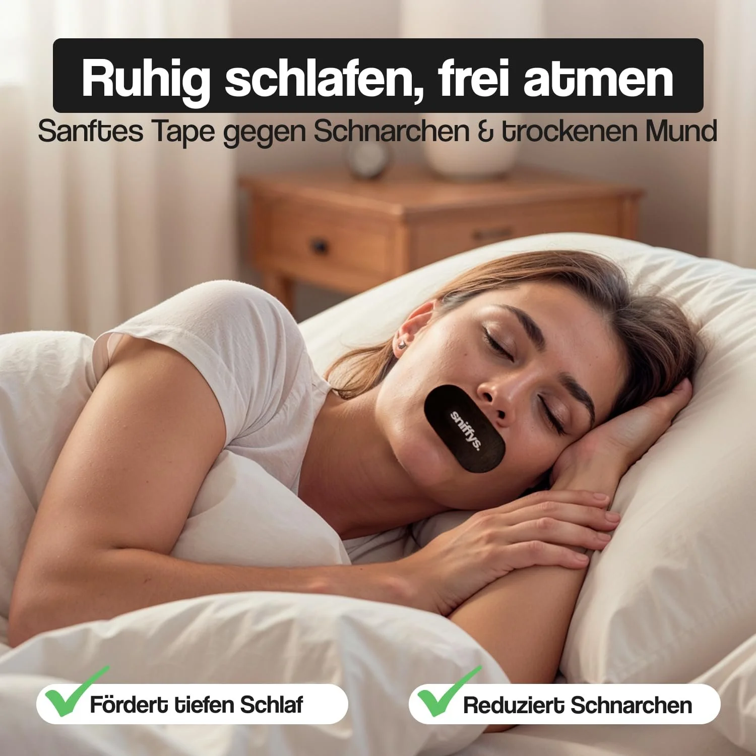 Смужки для сну Sniffys від хропіння, для кращого дихання та спокійного сну, 30 шт, чорний колір, фото №2