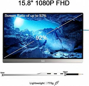 Монитор портативний 15.8" IVV BYD158FC1 Full HD IPS 60 Гц synthetic.ua - Фото 1