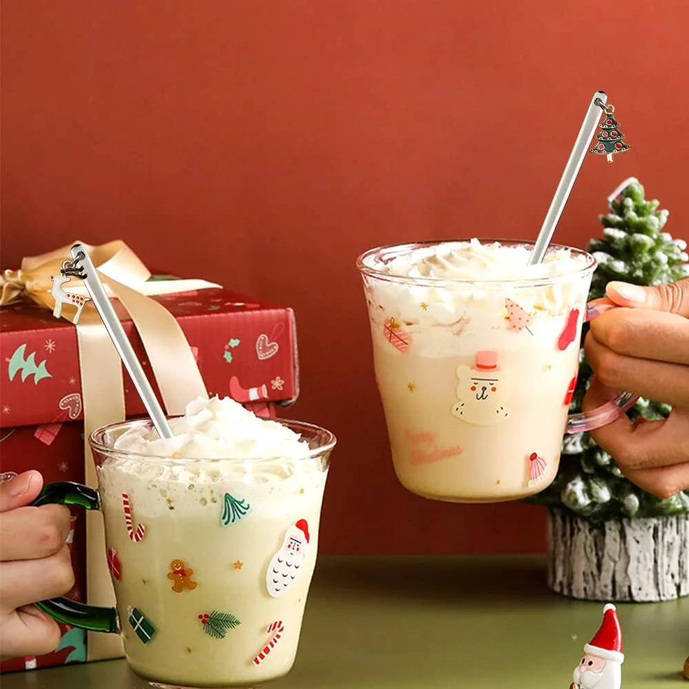 Набор из 6 Рождественских Ложек, Рождественские Кофейные Ложки, Нержавеющая Сталь, Рождественский Декор для Торта/Десерта/Кофе/Чая/Украшения Стола (Серебро), фото №3