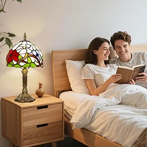 Настільна лампа Tiffany Three Flowers 8 дюймів ретро вітражне скло synthetic.ua - Фото 1