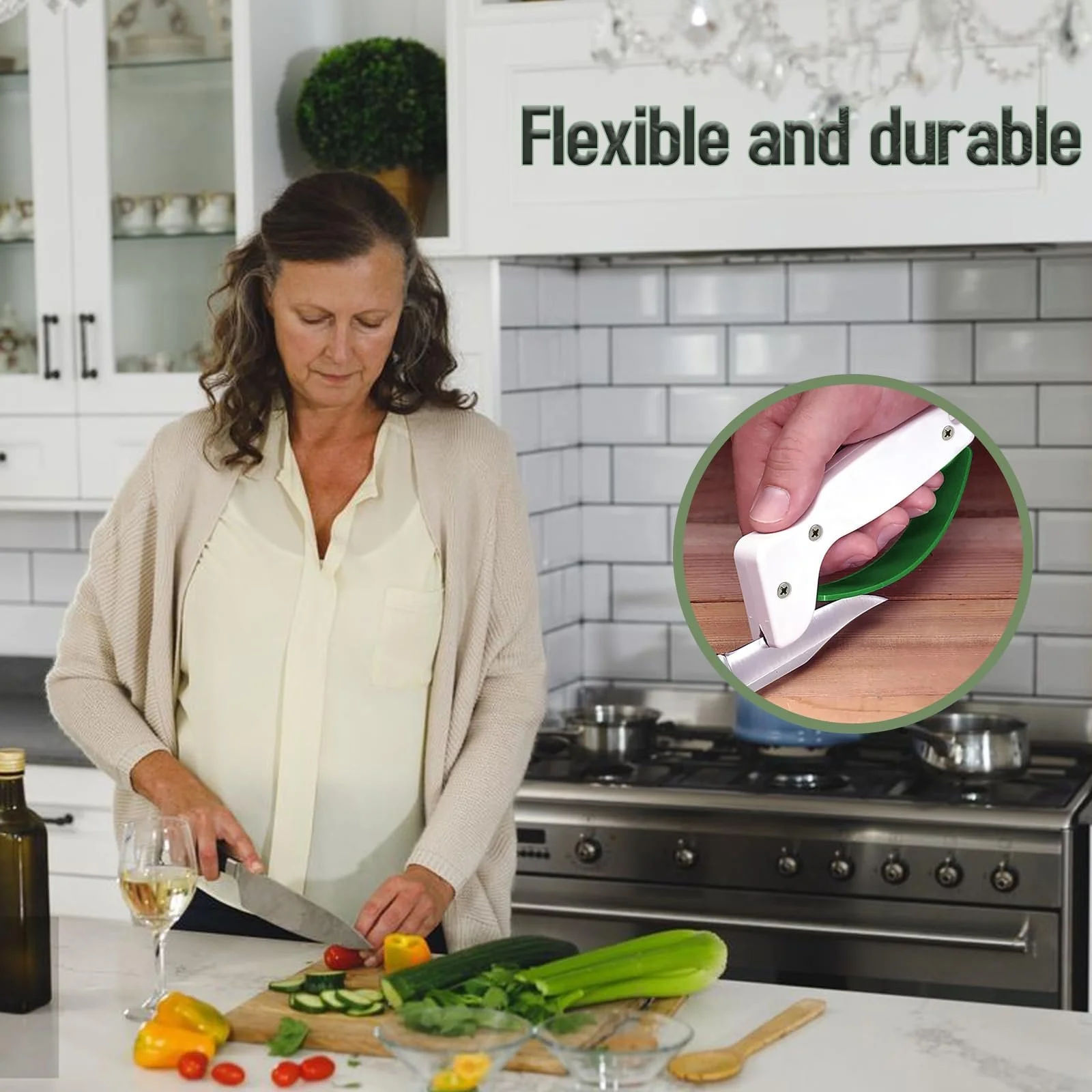 Точилка для ножів SAITUO 2 Ручна для садових інструментів та газонокосарок Портативна з ергономічною ручкою, фото №5