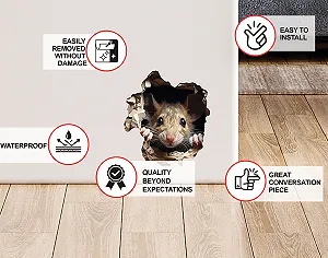 Наклейка на стіну 3D Mouse Hole Lifelike Brown Mouse Коричнева synthetic.ua - Фото 1