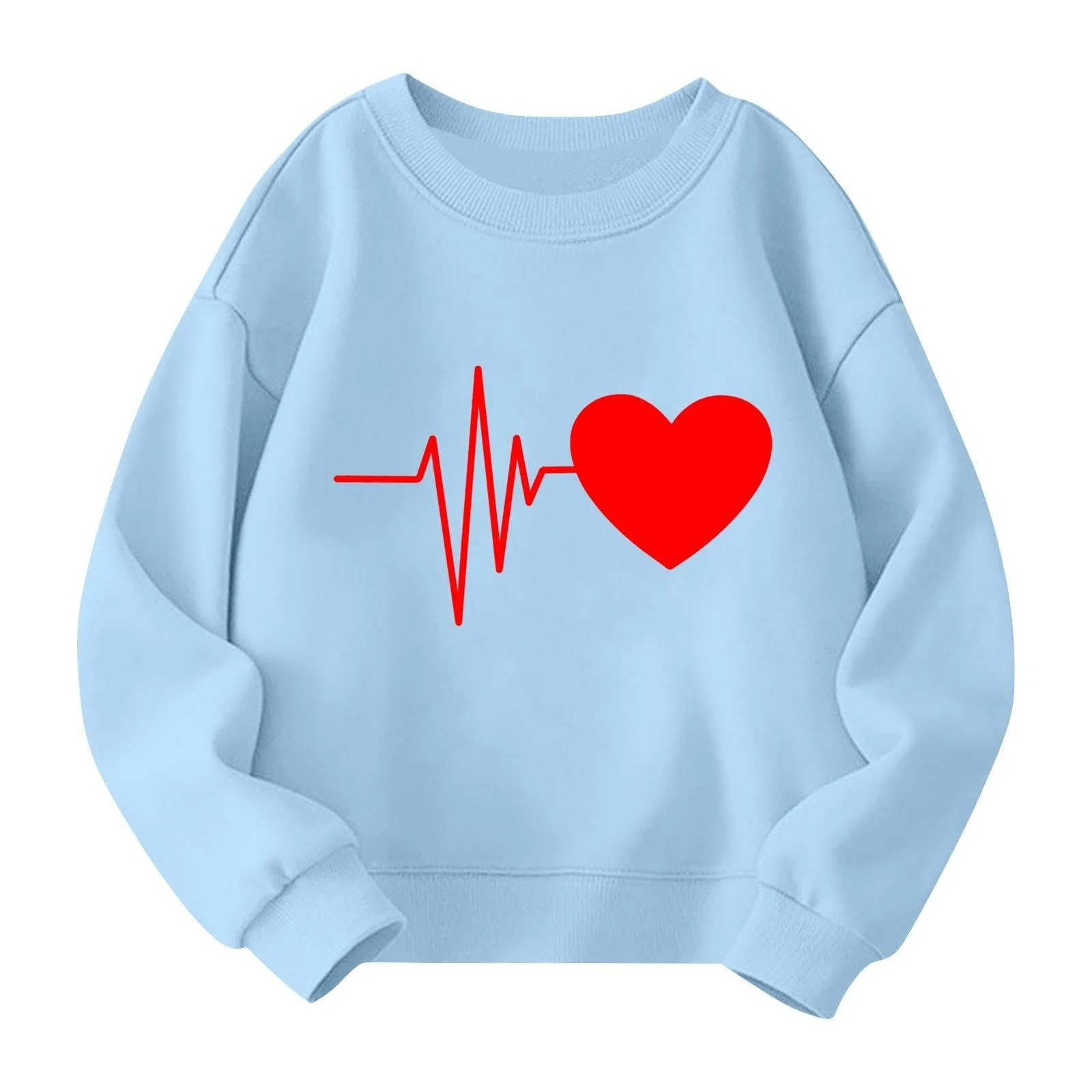 Детский свитшот с длинными рукавами с дизайном в виде сердца, мягкий пуловер с круглым вырезом, повседневный джемпер, топ для школы, досуга, детская одежда для девочек, фото №4