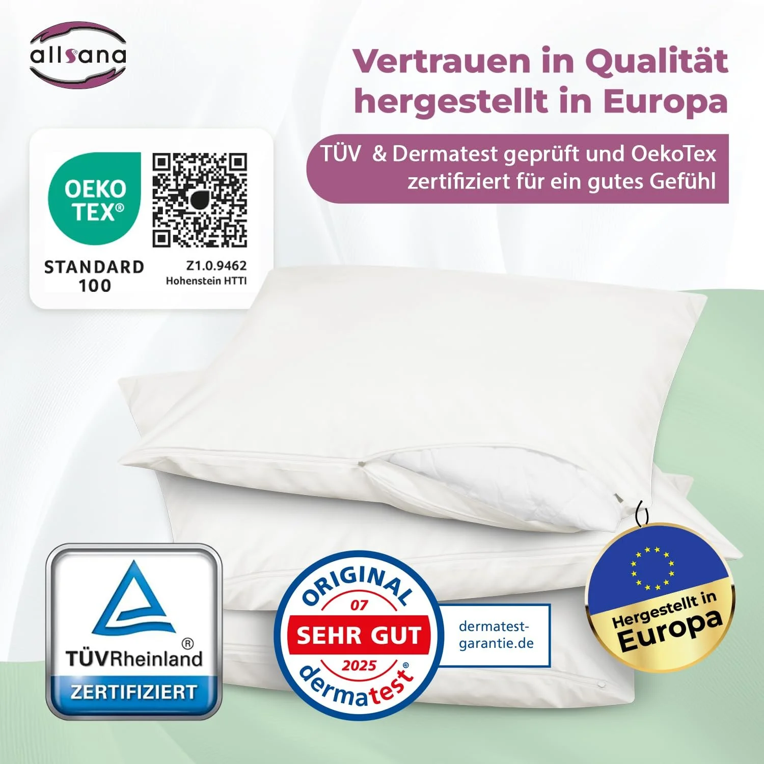 Наволочка Allsana 80 x 80 см для алергіків, захист від пилових кліщів, фото №4 Наволочка Allsana 80 x 80 см для алергіків, захист від пилових кліщів, фото №4