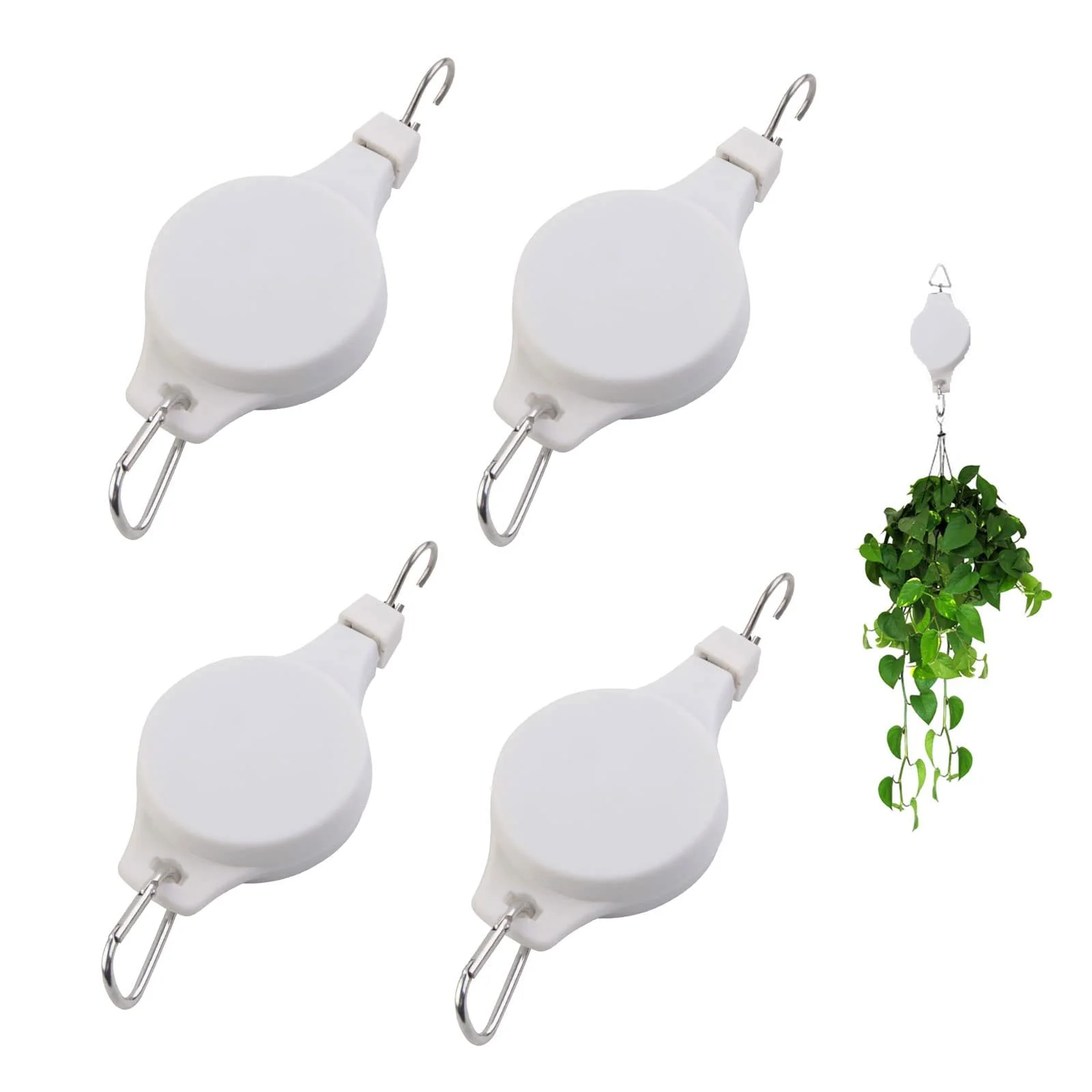 Подвесы для растений с роликовым механизмом 4 шт. Регулируемые Белые, фото №1