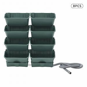 Настінна система для рослин на 8 горщиків з 2 дренажними піддонами та трубкою 2 м Чорний synthetic.ua - Фото 1