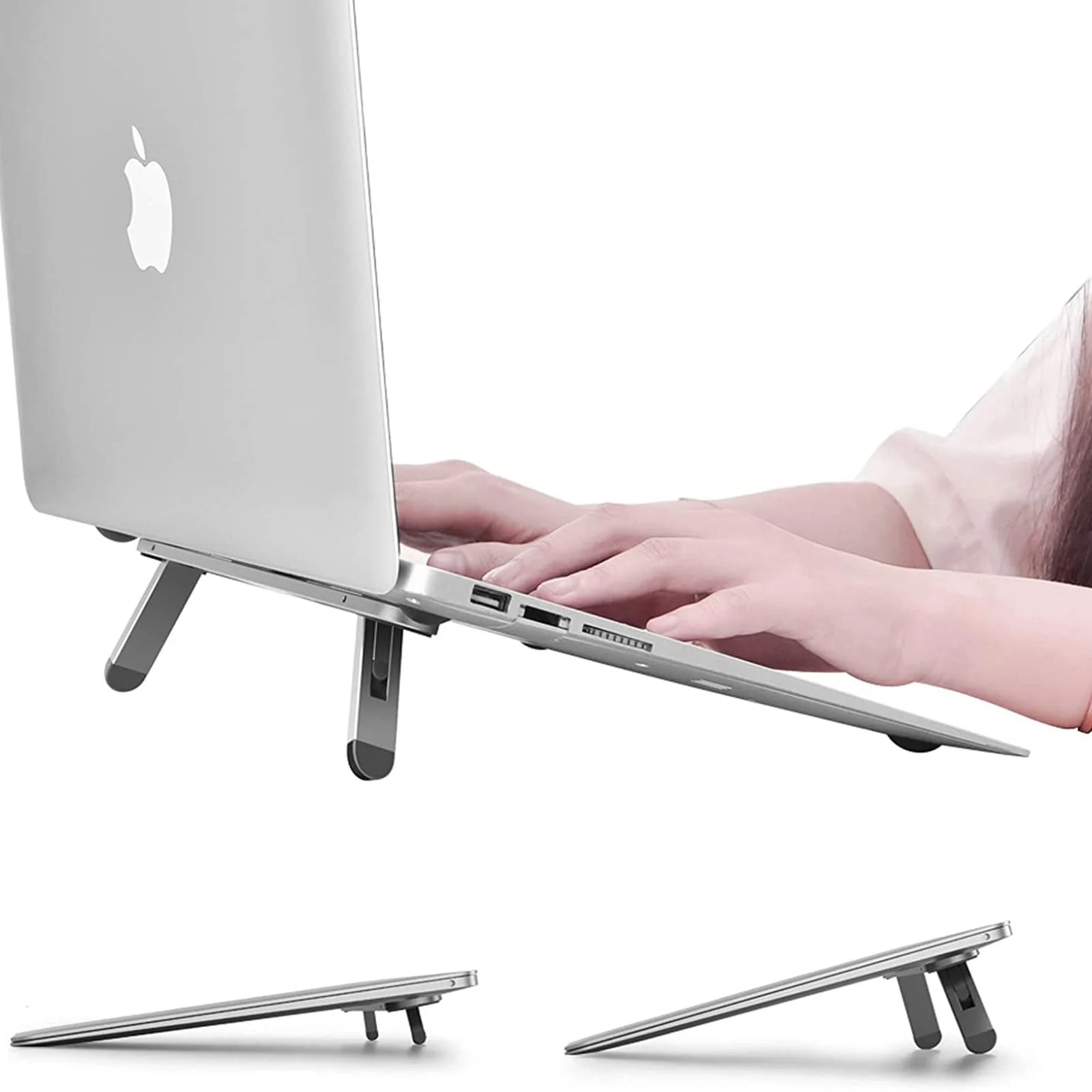 Подставка для ноутбука, Mini Foldable, алюминиевая, совместимая с MacBook Air Pro, Dell XPS, HP и другими ноутбуками 10-15.6 дюймов, клавиатурами, фото №1 Подставка для ноутбука, Mini Foldable, алюминиевая, совместимая с MacBook Air Pro, Dell XPS, HP и другими ноутбуками 10-15.6 дюймов, клавиатурами, фото №1