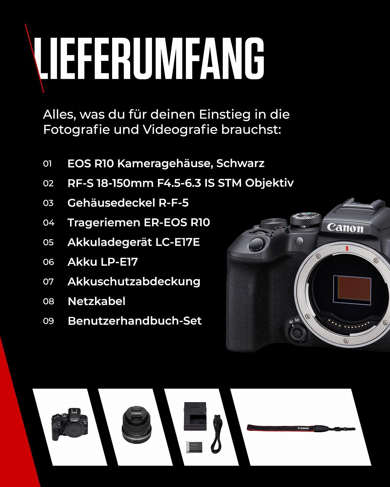 Беззеркальная камера Canon EOS R10 + Объектив RF-S 18-150 mm F4.5-6.3 is STM (Гибридная камера, обновление DSLR, 15 кадров/с, видео 4K, система автофокусировки Dual Pixel CMOS AF II, WLAN) Черный, фото №10
