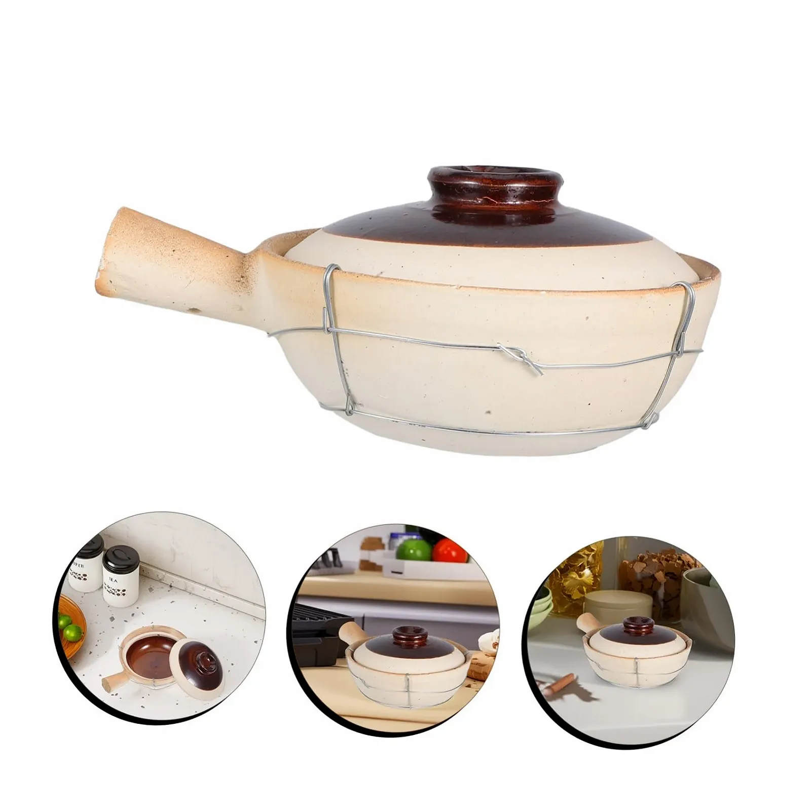 Глиняный горшок BESPORTBLE керамический традиционный китайский с ручкой термостойкий, фото №9