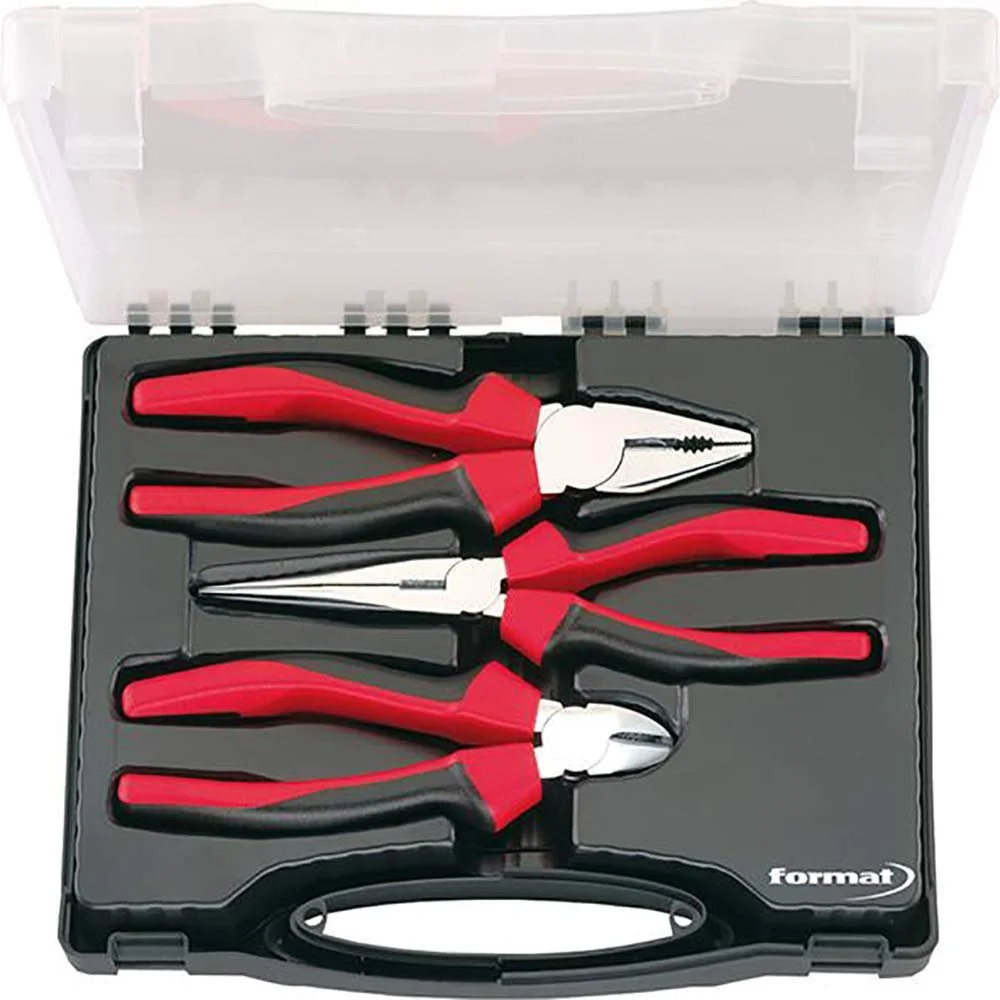 Набор плоскогубцев Хромированный 3 штуки 2-компонентная ручка FORMAT, фото №2