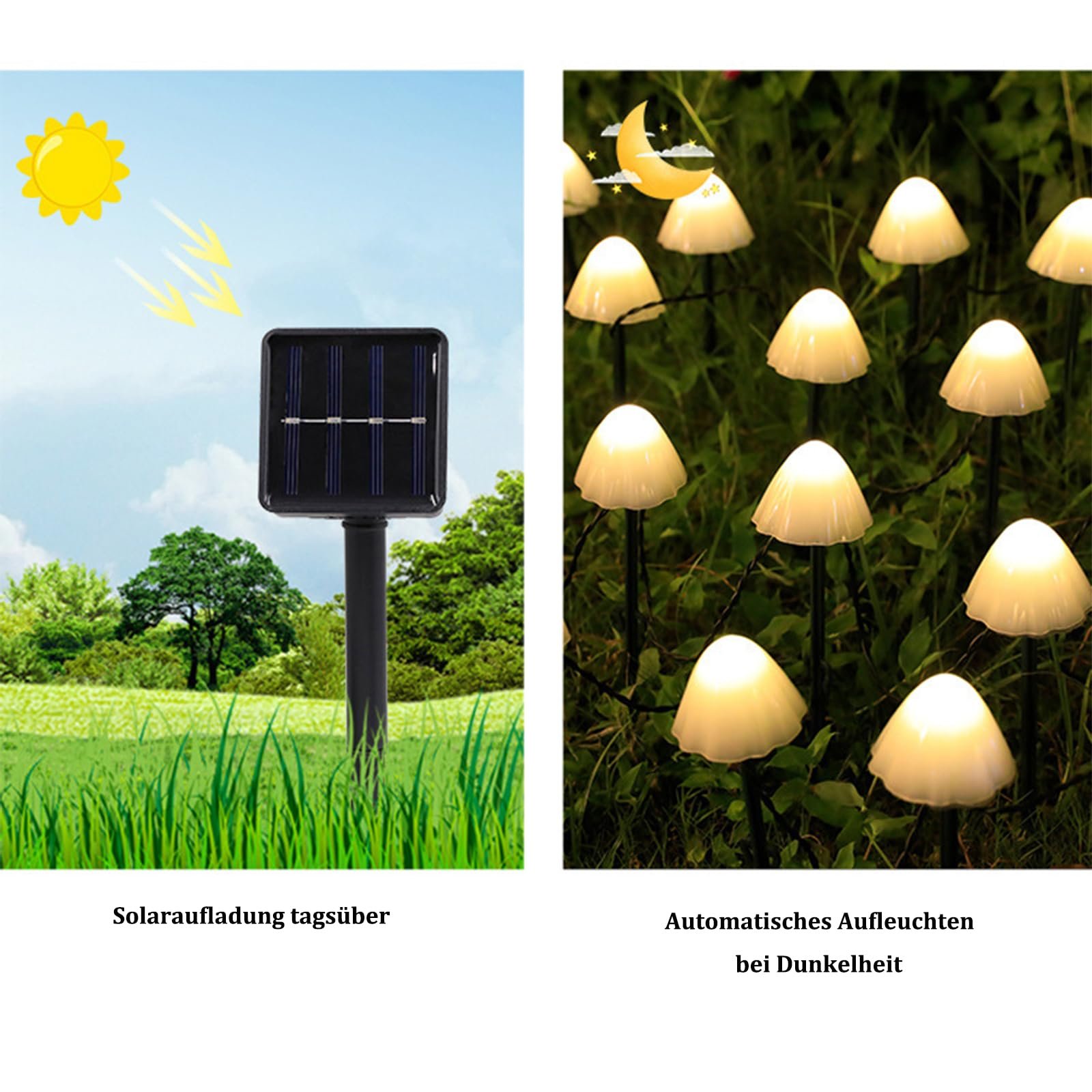 Гирлянда ENLACE, 10 LED, 3.5 м, в форме грибов, солнечная, для сада, теплая, фото №4