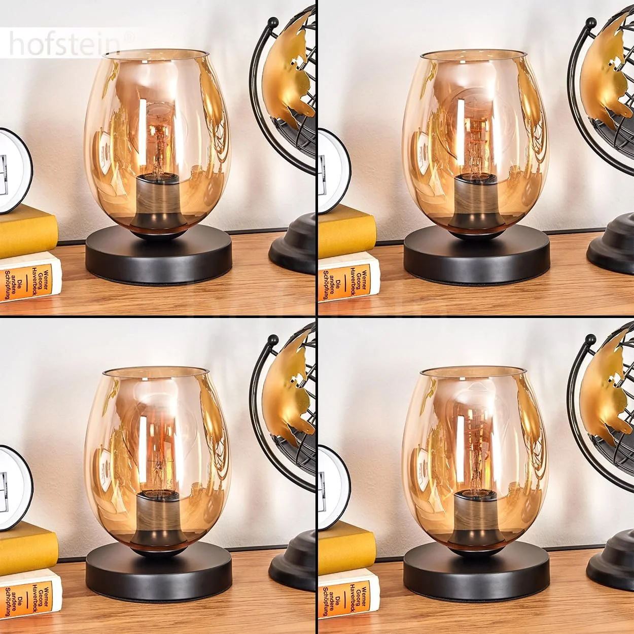 Настільна лампа Koyoto Metal/Glass Modern 15 см E27 Black/Amber, фото №3