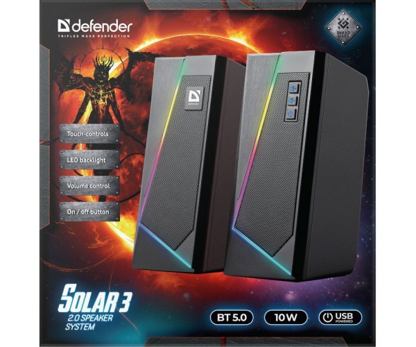 Акустична система 2.0 Defender Solar 3 10 Вт BT/Light USB, фото №4