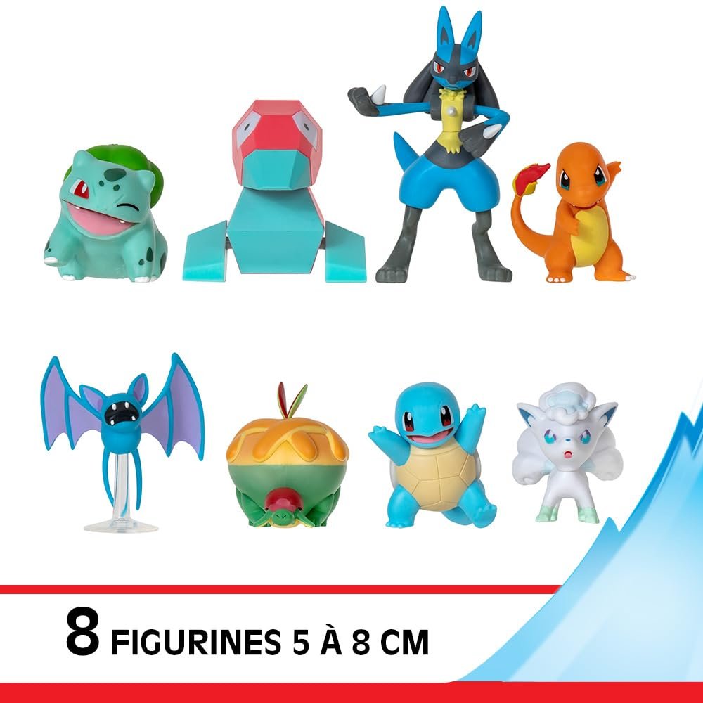 Фігурки Bandai Pokémon Bisasam Glumanda Schiggy Nosferapti Goupix d'Alola Dratatin Porygon Lucario, 5-8 см, 8 шт., фото №3