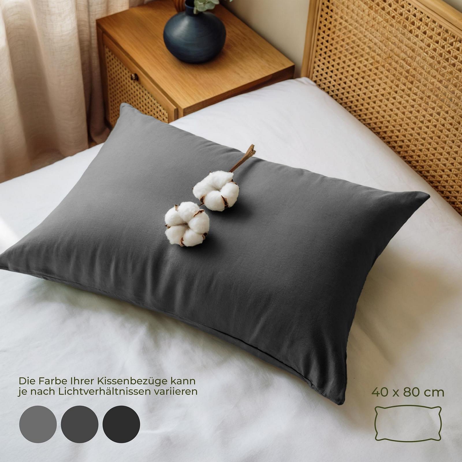 Наволочка Dreamzie Organic Cotton 40 x 80 см, комплект 2 шт, Антрацит, фото №3