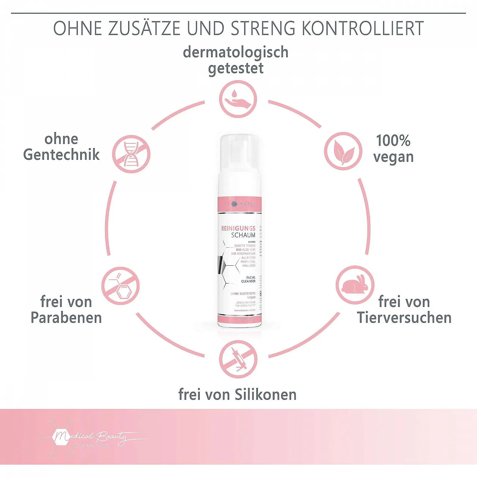 Пінка для вмивання 200 мл з гіалуроном, органічною трояндовою водою, органічним алое вера глибоке очищення пор, фото №5 Пінка для вмивання 200 мл з гіалуроном, органічною трояндовою водою, органічним алое вера глибоке очищення пор, фото №5