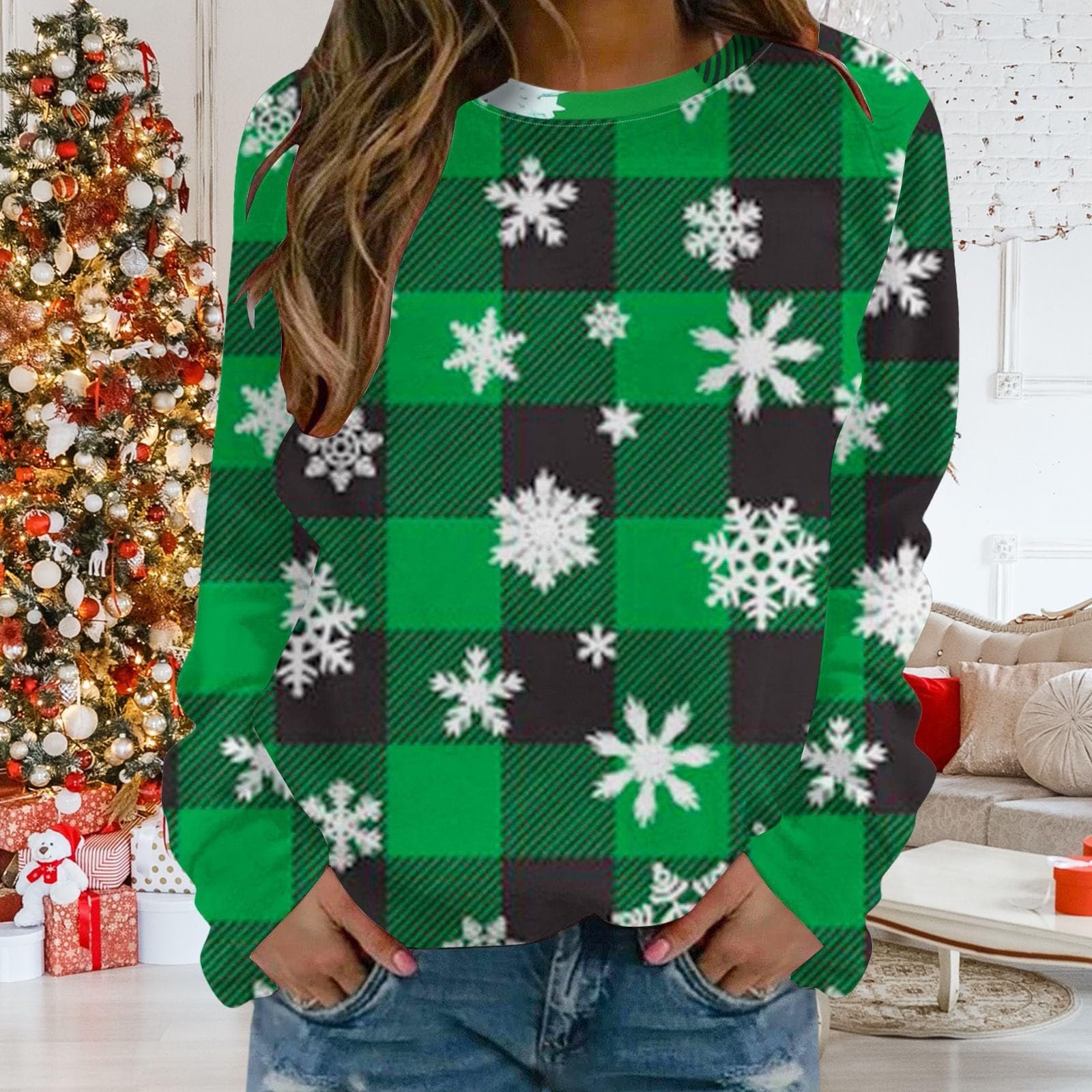 Женский свитшот Generico Легкий рождественский джемпер с Сантой Женский повседневный свитшот Рождественский свитшот с оленем Рождественский джемпер с круглым вырезом Женская удобная футболка с Сантой, фото №2 Женский свитшот Generico Легкий рождественский джемпер с Сантой Женский повседневный свитшот Рождественский свитшот с оленем Рождественский джемпер с круглым вырезом Женская удобная футболка с Сантой, фото №2