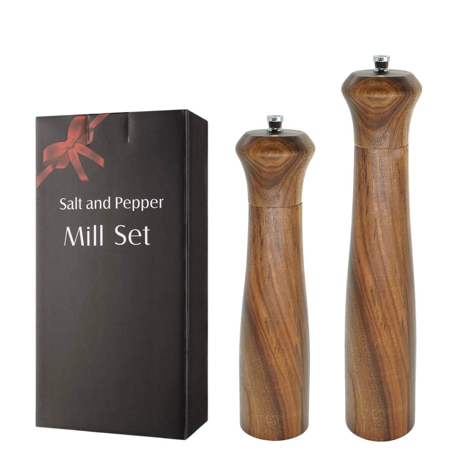 Набір Деревʼяних Млинків для Солі та Спецій з Регульованим Керамічним Механізмом, фото №3