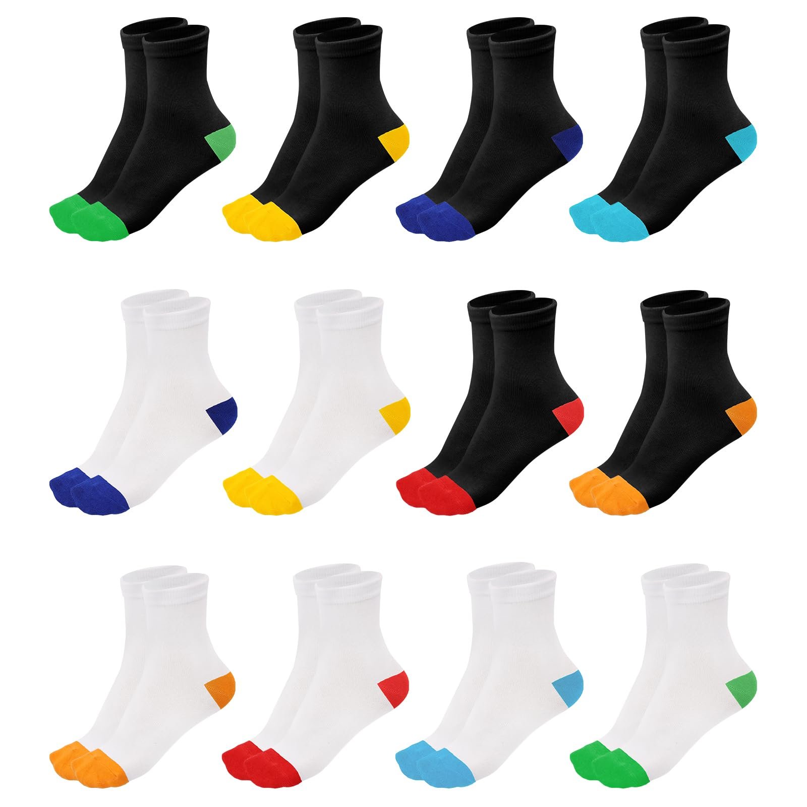 Носки Женские Хлопковые 12 пар Белый и Черный, фото №1