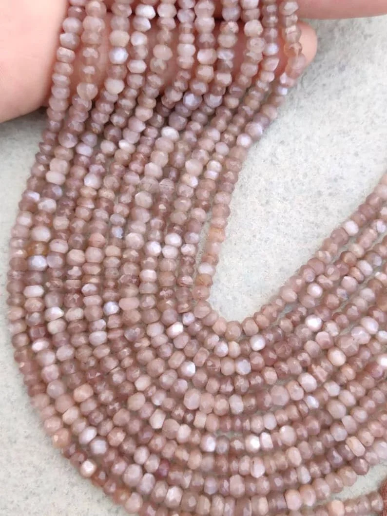 Бусины Лунный Камень Шоколадный Круглые Граненые 4-4.5 мм, фото №2