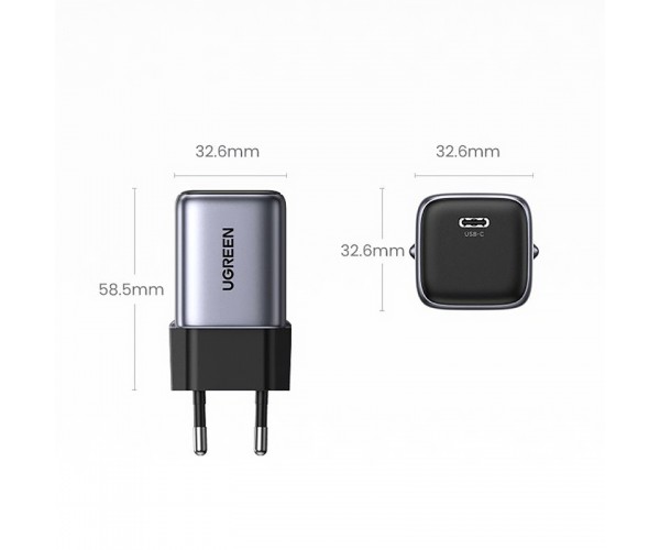 Зарядний пристрій 1xUSB 30W Gan Type-C PD Nexode Mini Сірий CD319 Ugreen, фото №4