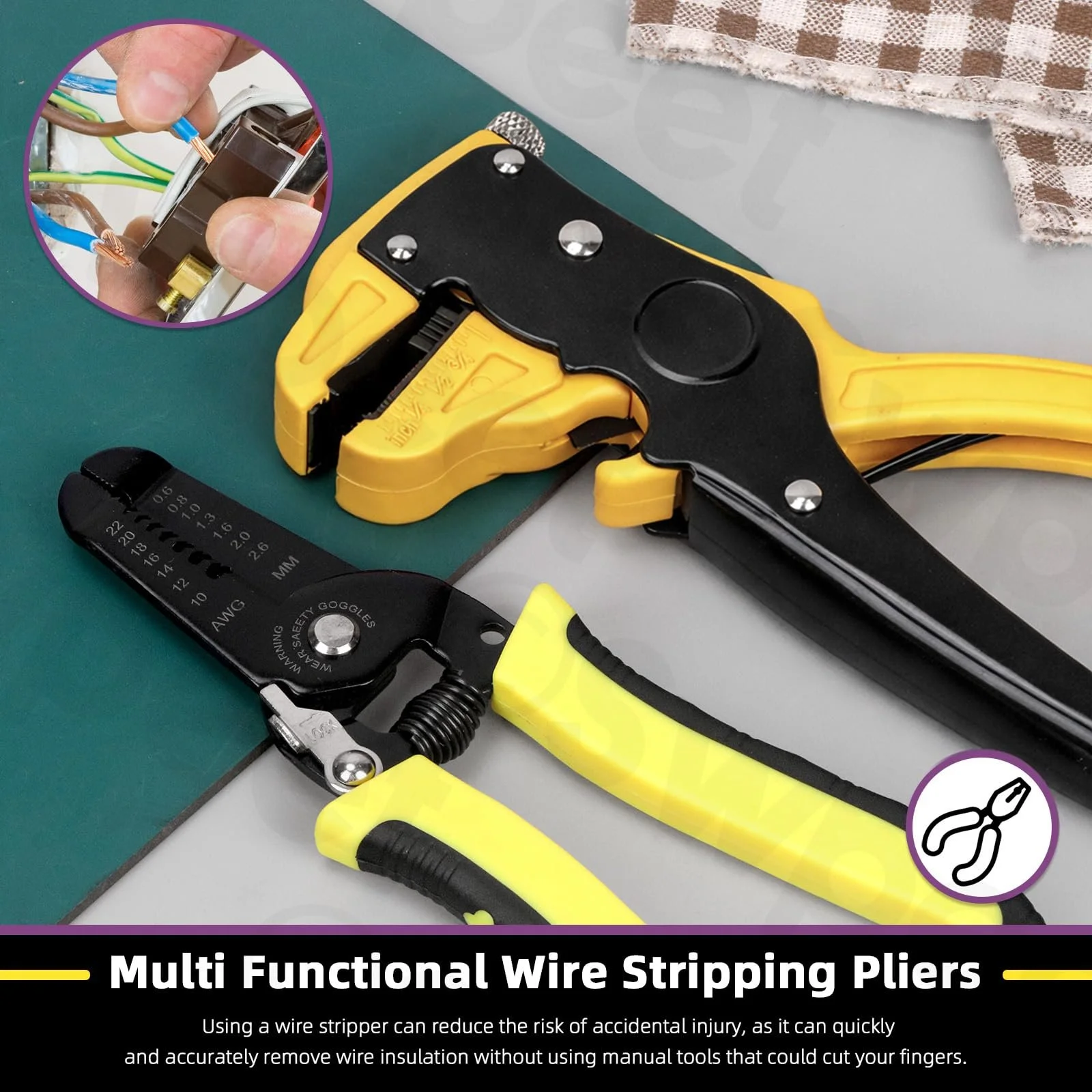 Автоматичний стрипер та різак Swpeet 10-22 AWG 7" Професійний 2 в 1 Регульований Набір з 2 шт., фото №3