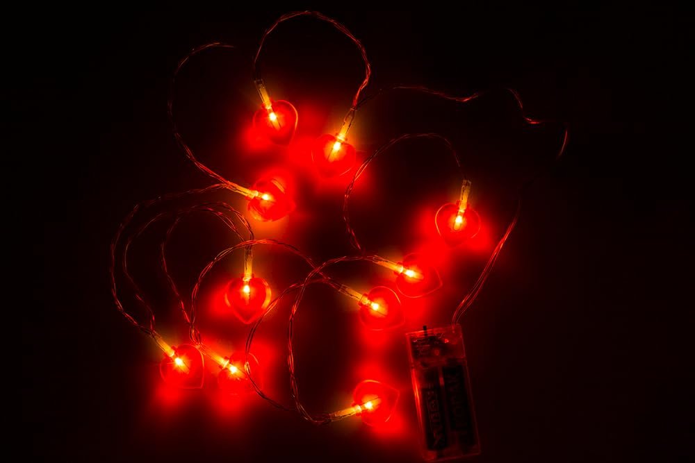 Гірлянда Out of the blue Серце 10 LED 165 см, живлення від 2 батарейок AA, у пластиковій коробці, фото №4