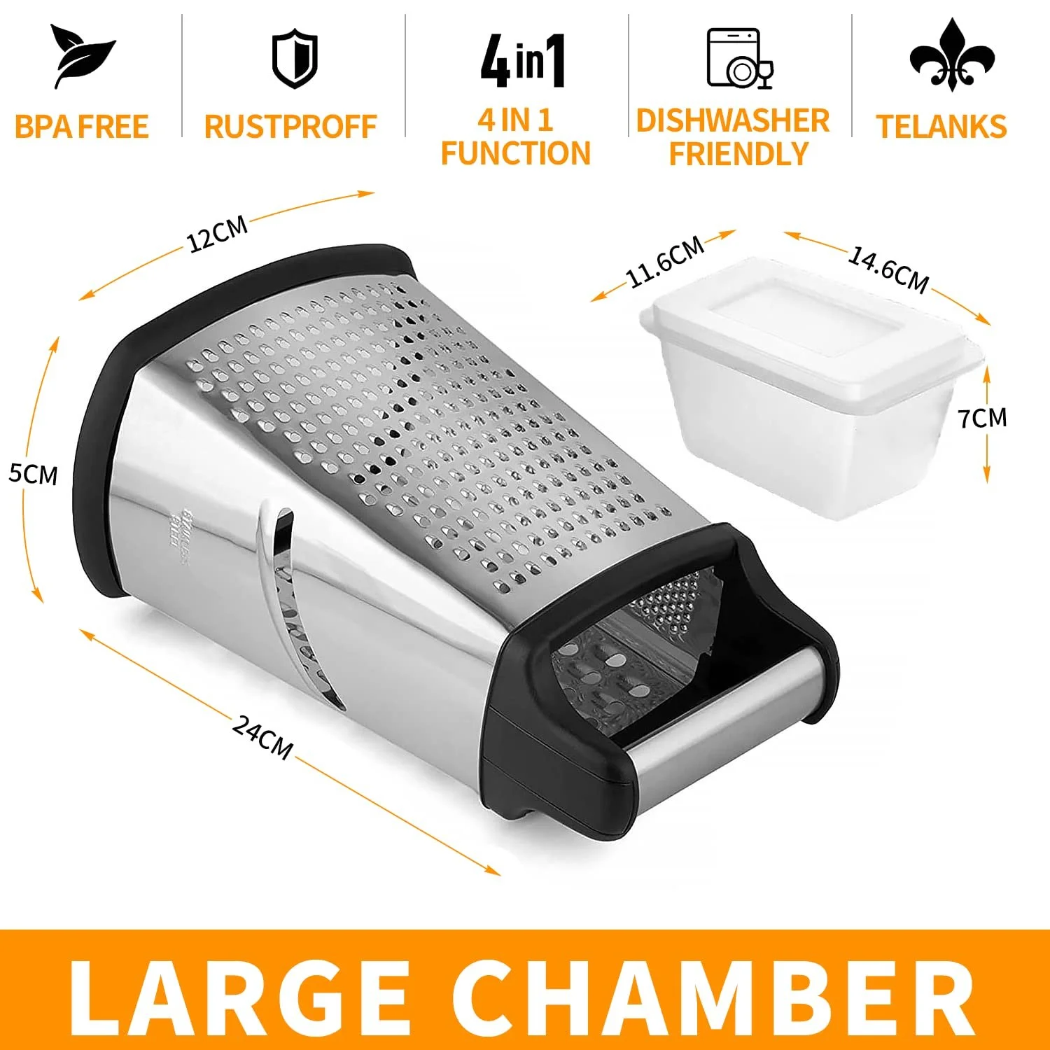 Тертка Квадратна з нержавіючої сталі для овочів, фото №4